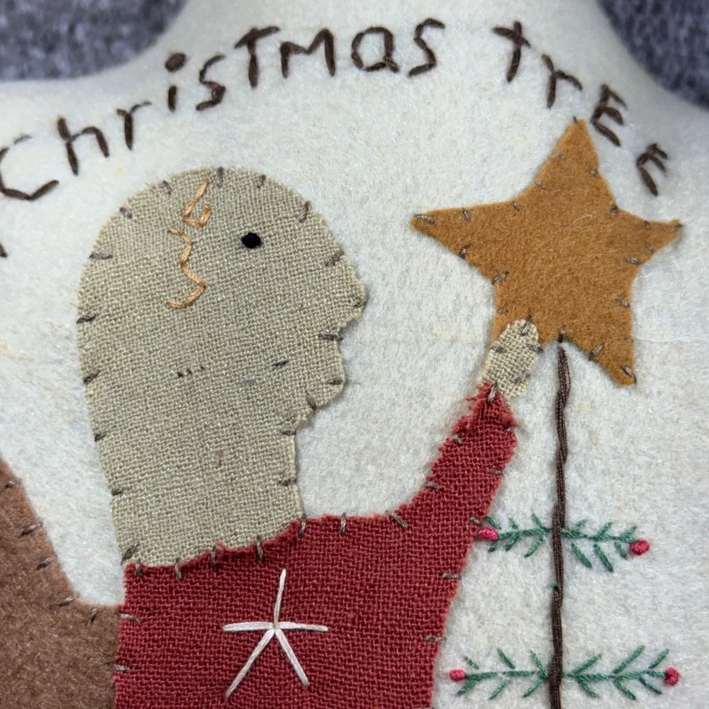 Star Pillow Cream Mustard Angel Christmas Primitive Folk Art